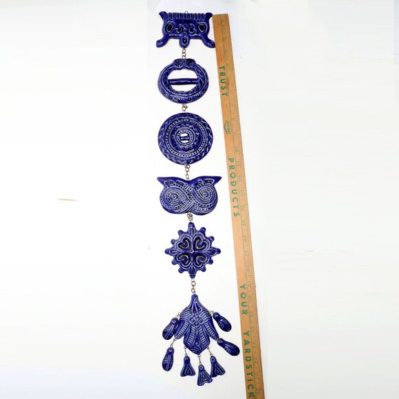 Vintage Scandinavian Ceramic Wall Hanging Art Danish Nordic Art Pottery MCM Blue - Picture 10 of 13